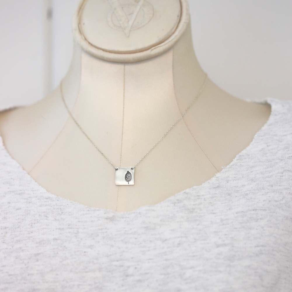 Oak leaf necklace in sterling by Katherine Sheetz - Picture 8 of 8